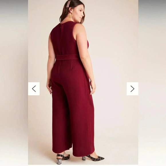 Anthropologie Greylin Colleen Stitched Jumpsuit in Maroon/Burgundy. - Picture 3 of 11